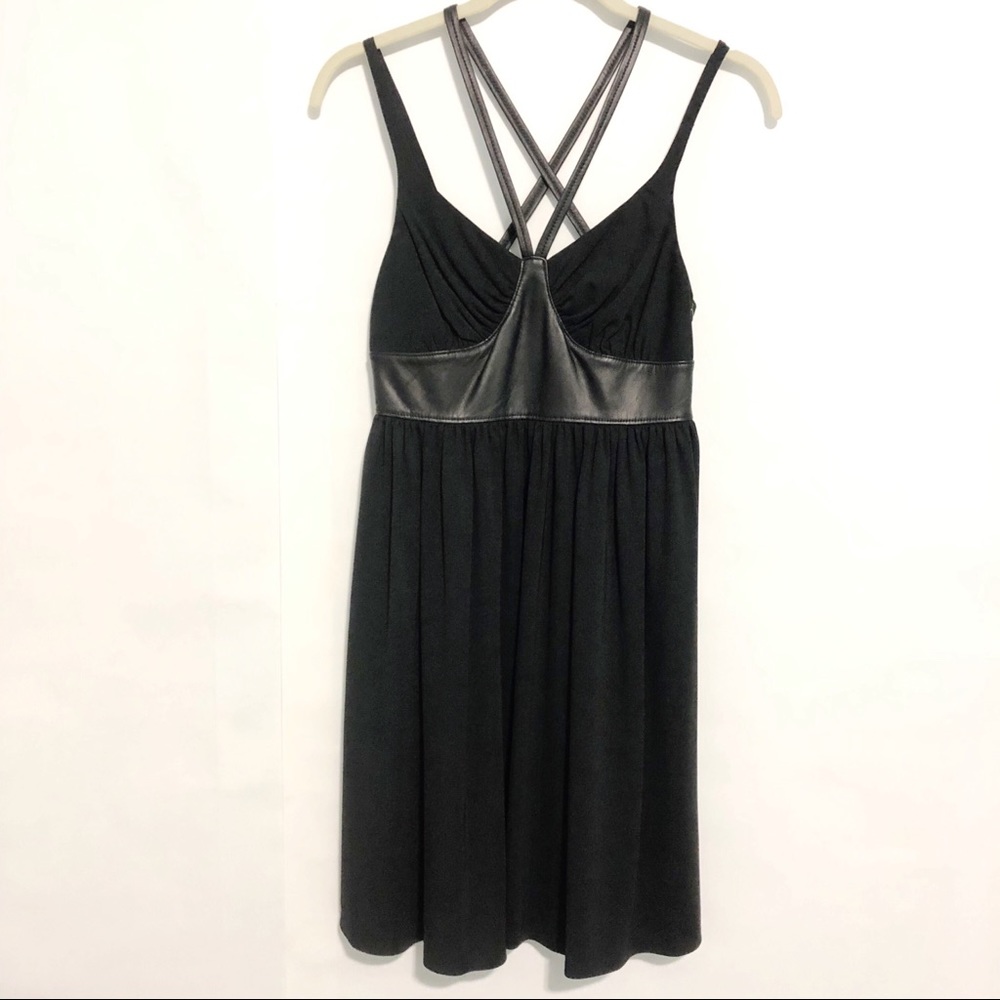 Susana Monaco Black Leather Trim Strappy Dress 4